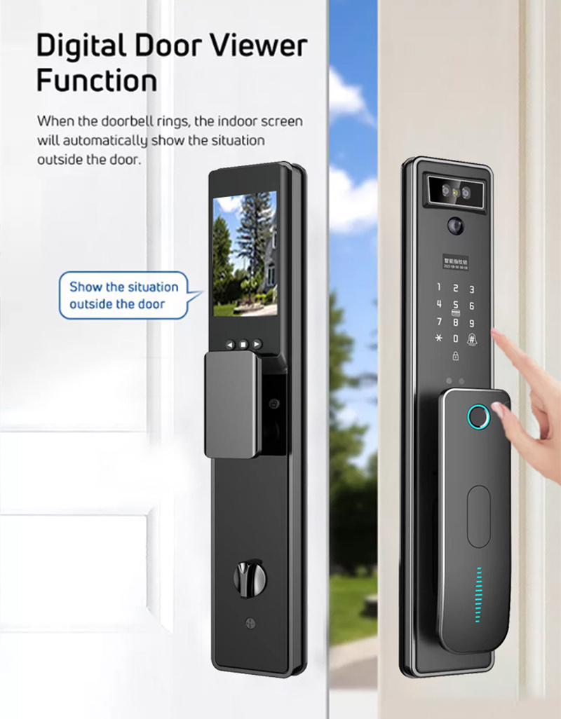 Tuya Wifi 3D Face  Digital Electronic Smart Door Lock With Biometric Camera Fingerprint Smart Card Password Key Unlock