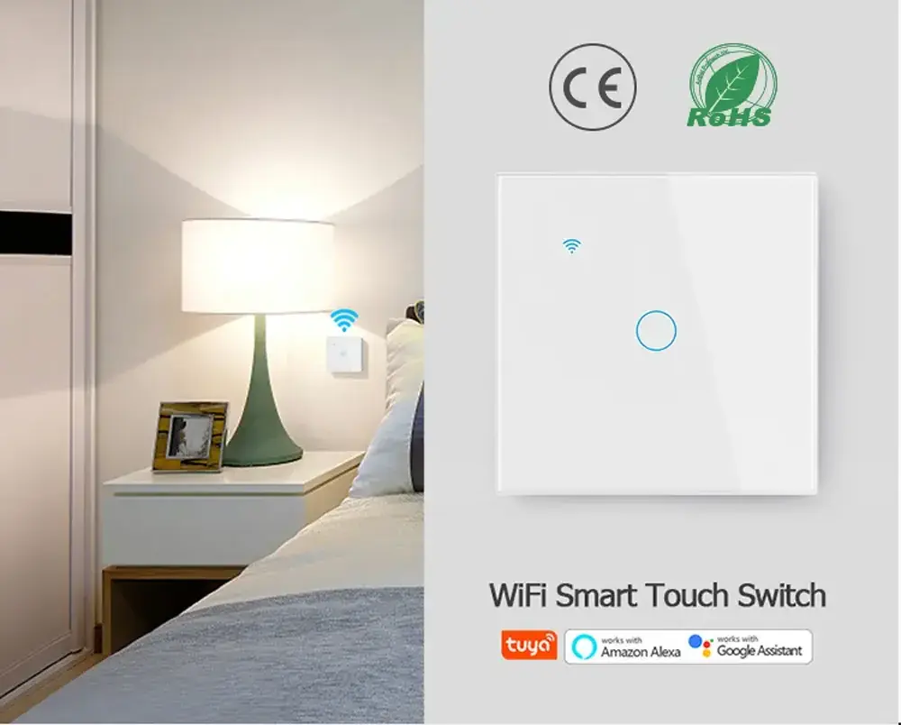 WiFi Touch Wall Switch 220V Smart Light Switch Without Neutral Tuya App Voice Remote Control Timer For Alexa Google Home