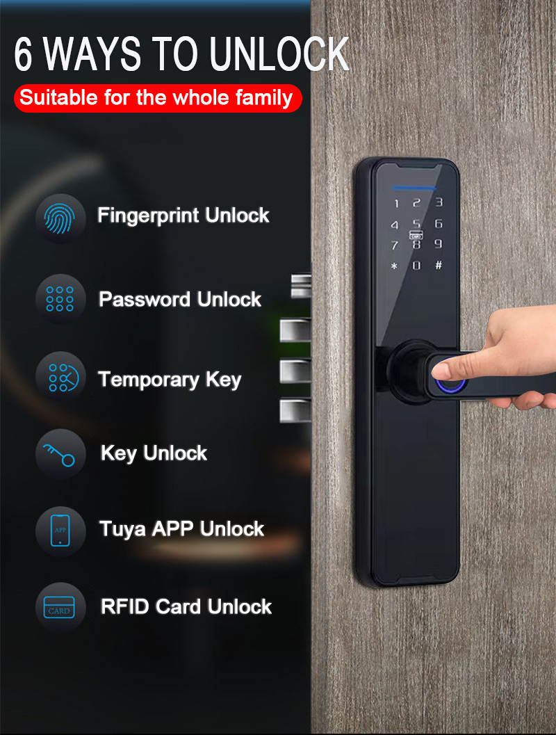 Tuya Wifi Fingerprint Door Locks Digital electronic smart keyless entry Lock for Home house Lock with fingerprint Passcode