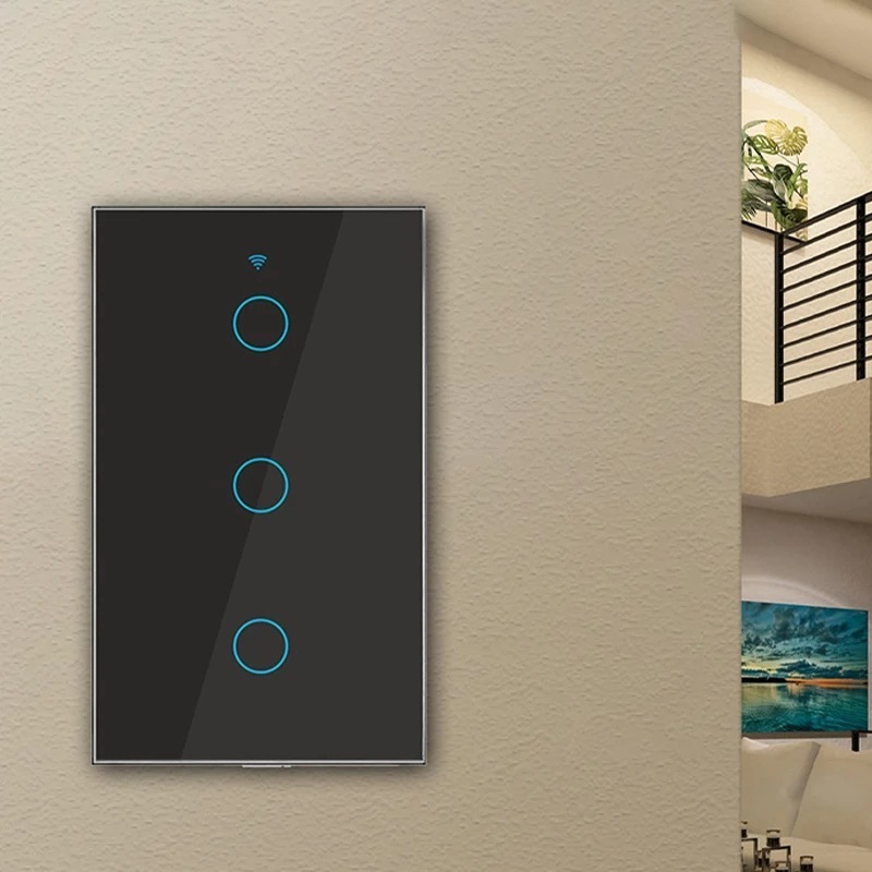 TUYA US Wifi Smart Light Switch Glass Screen No null wire Touch Panel Voice Control Wireless Wall Switches Remote