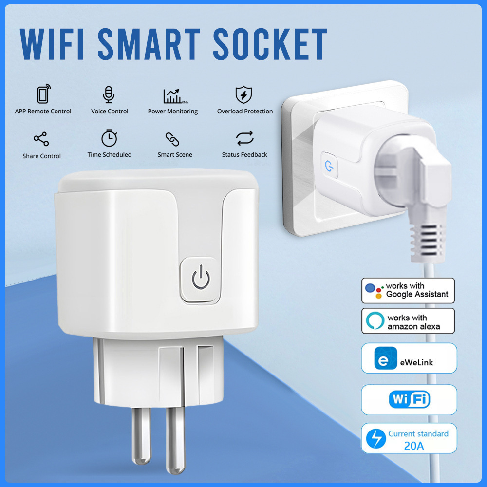 Ewelink Smart  Plug Socket 16A EU Smart Socket Power Meter Remote Control Work With Alexa Google Home Switch