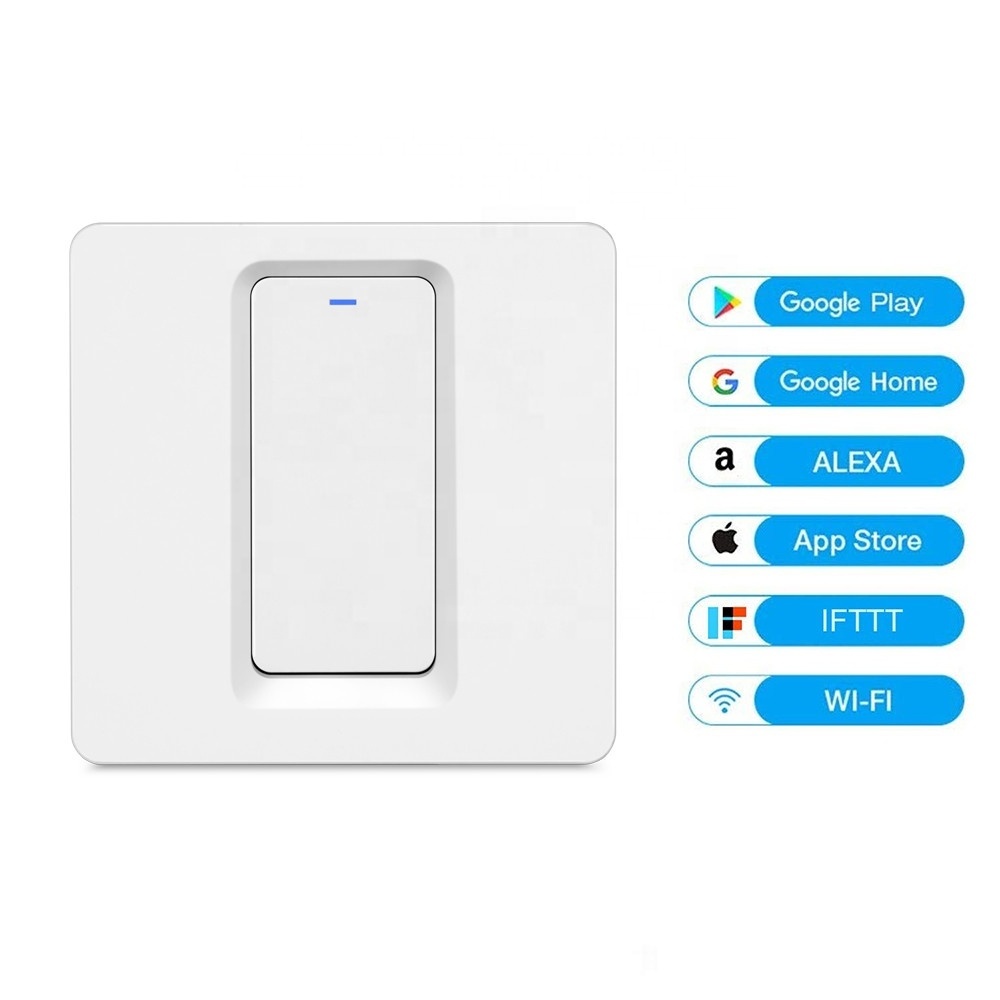 Alexa Voice Control EU Standard Wall Smart Light Wifi Switch Press Button 1 Gang Smart Touch Wi-fi Wireless Power Switch