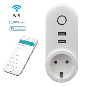 10A EU wall power plug wifi socket with USB outlet smart life Tuya APP timer voice control by google home alexa xiaomi