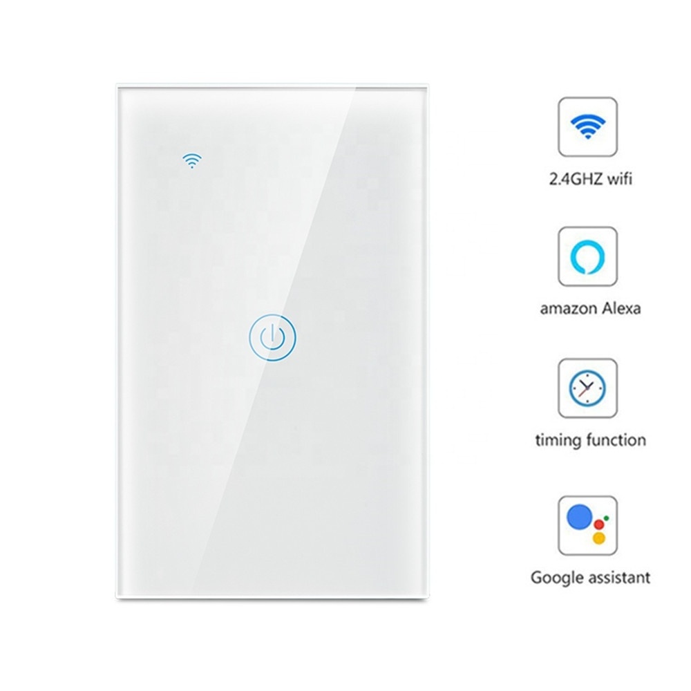 US wifi Wall touch light switch 110~250V wifi control one gang one way switch with LED indicator for smart google home alexa