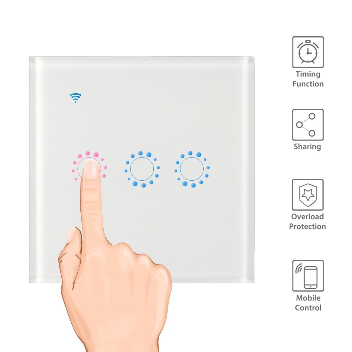 New 220V wifi Touch Button Switch 3 gangs Tempered Glass 10A Panel smart wifi RF433 wall panel switch for Xiaomi google home