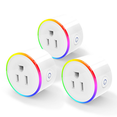 wireless smart plug USA wifi 16A smart socket with LED rgb colorful light works with google home alexa tuya smart plug