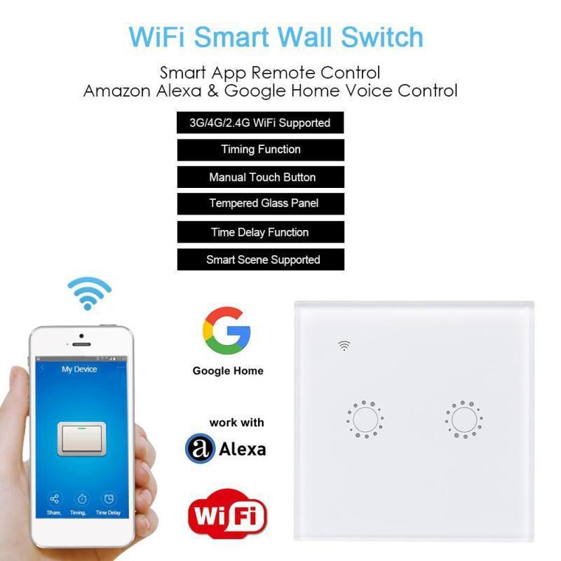 New 220V wifi Touch Button Switch 3 gangs Tempered Glass 10A Panel smart wifi RF433 wall panel switch for Xiaomi google home