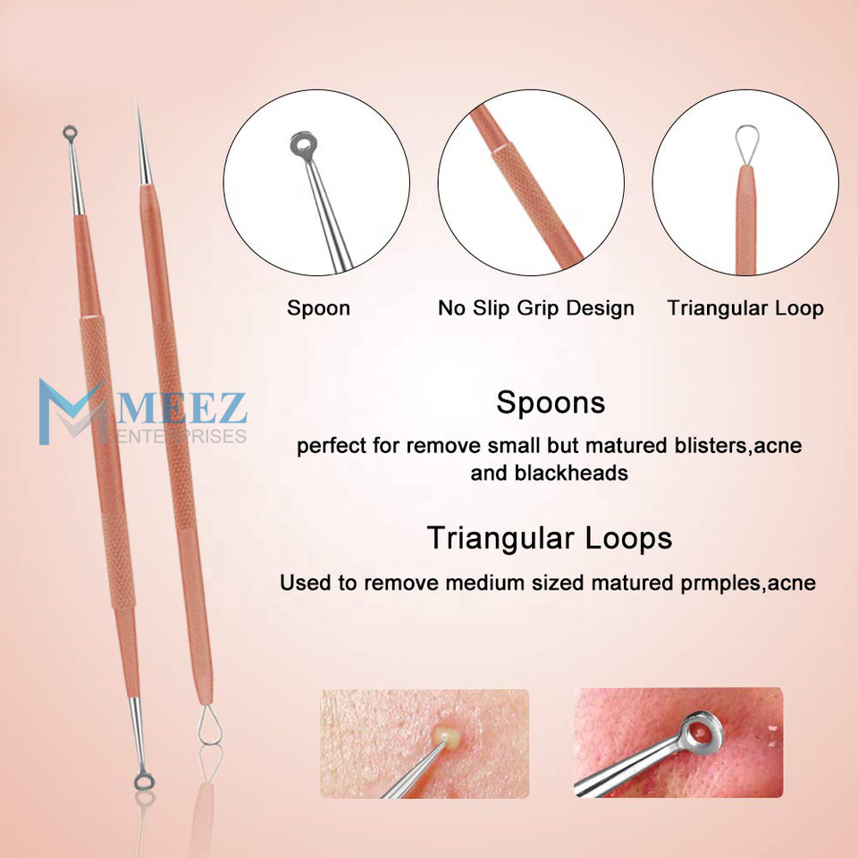 Affordable Price Stainless Steel Blackhead Extractor In Rose Gold Professional Beauty Tool For Girls