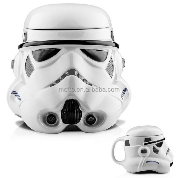 Hot selling creative cartoon Ceramic Mug black Darth Vader ceramic coffee mug with lid