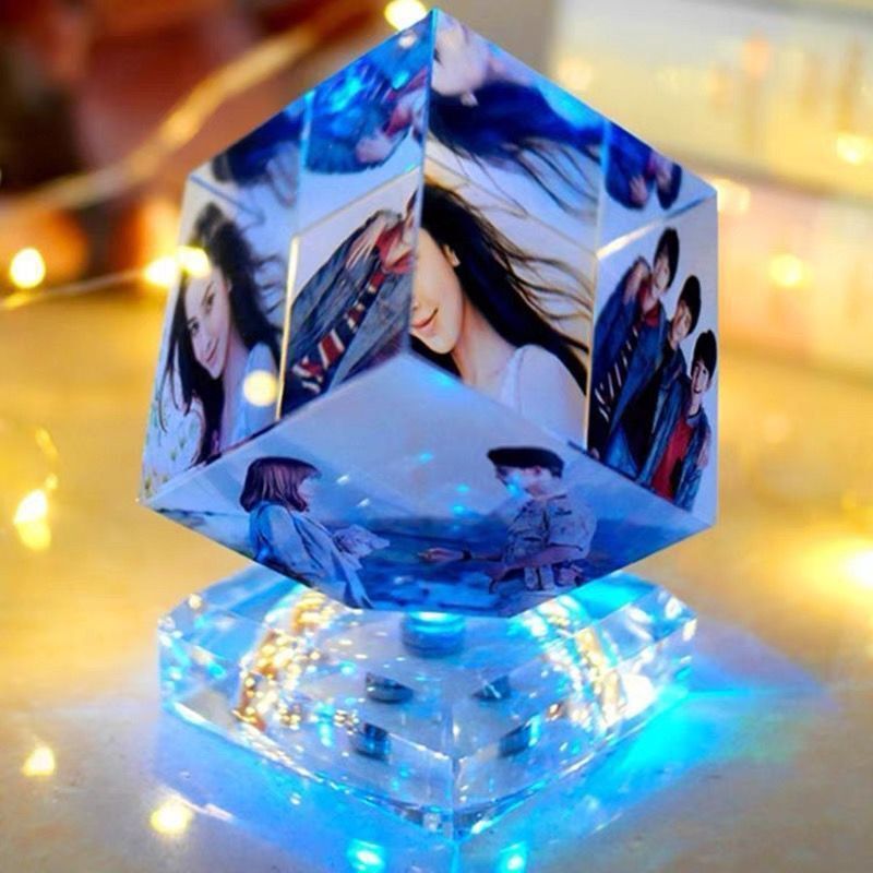 6cm clear crystal cube stand ball engraved unique golf cube crystal glass beads square islamic crystal cube