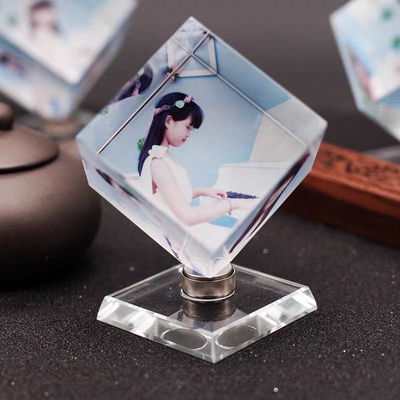 6cm clear crystal cube stand ball engraved unique golf cube crystal glass beads square islamic crystal cube