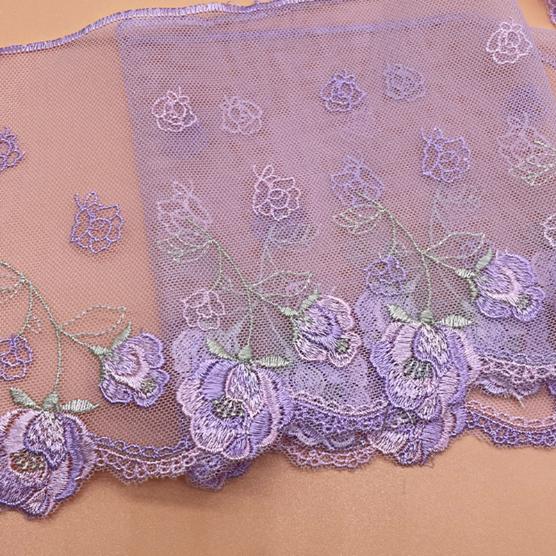 New single-sided mesh lace 3D flower embroidery lace accessories mother's dress lace trim