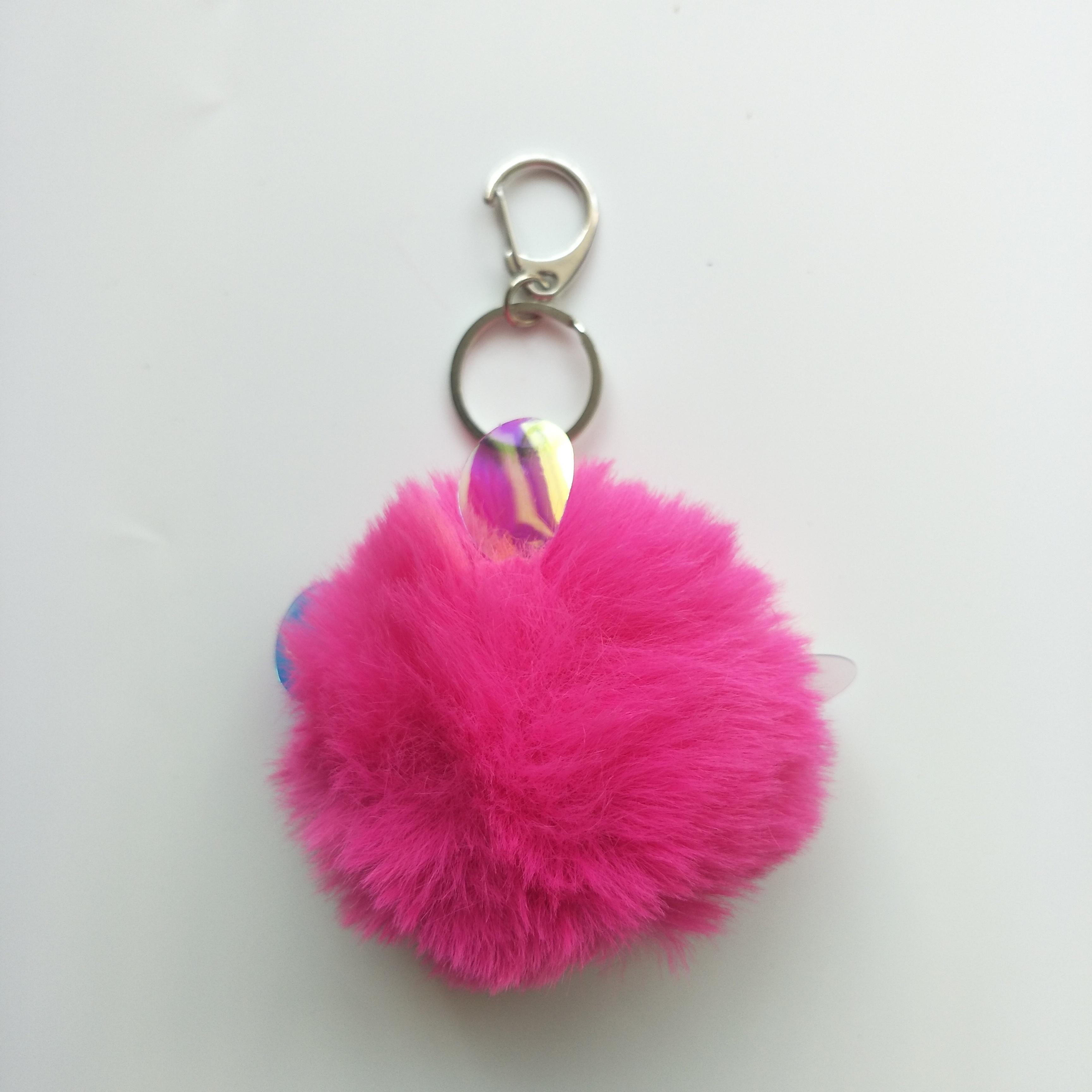 Big sale stock rabbit ear Keychain Pompom Fluffy Keyring Bag Charm Women Kids Gift Plush Fur Keychain