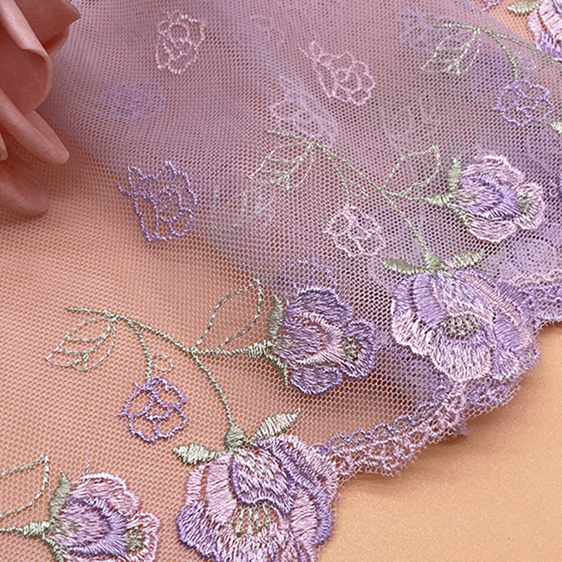 New single-sided mesh lace 3D flower embroidery lace accessories mother's dress lace trim