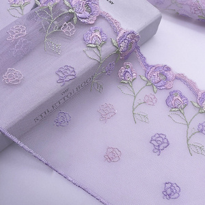 New single-sided mesh lace 3D flower embroidery lace accessories mother's dress lace trim