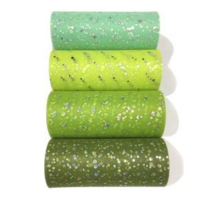 Factory Sell Laser Tulle Roll Tulle 15CM*25 Yards Sequin Mesh Fabric Roll Plaid Lace Fabric 100% Polyester Fabric Tricot Oem 150