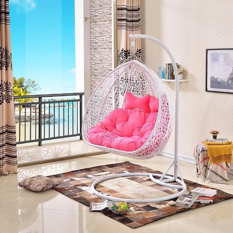 MEIJIA egg patio swings double rattan hammock garden hanging foldable indoor swing chair