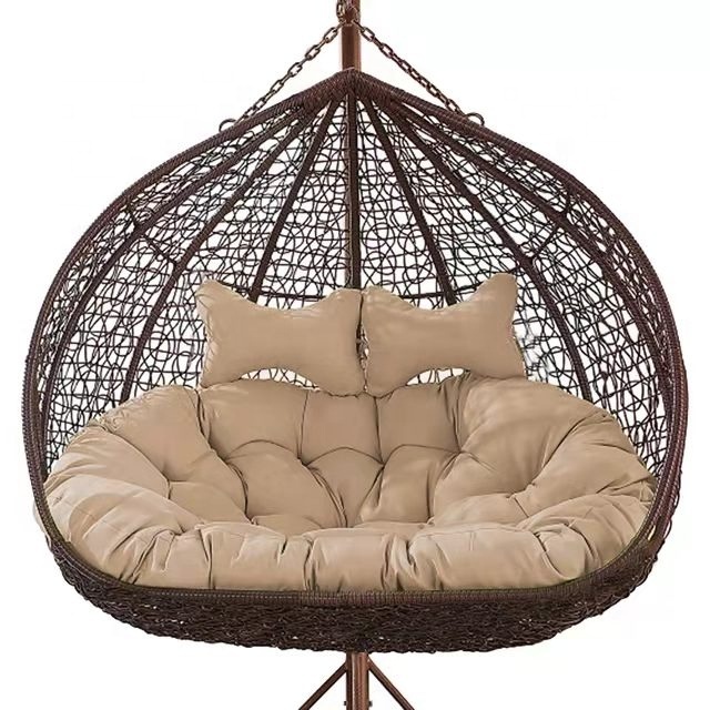 MEIJIA egg patio swings double rattan hammock garden hanging foldable indoor swing chair