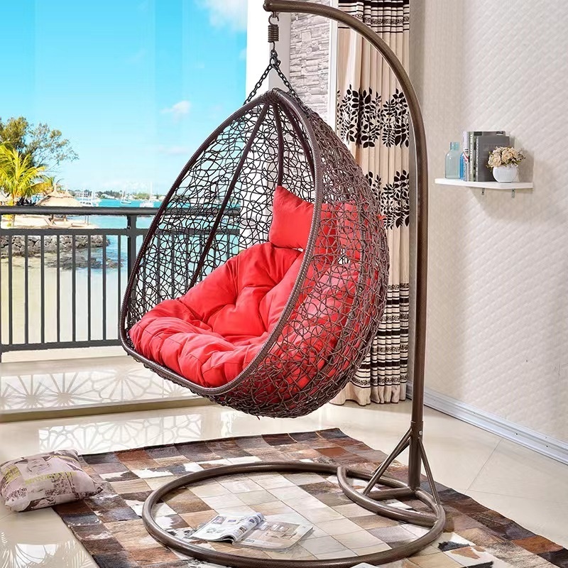 MEIJIA egg patio swings double rattan hammock garden hanging foldable indoor swing chair