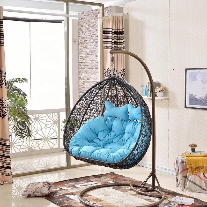 MEIJIA egg patio swings double rattan hammock garden hanging foldable indoor swing chair