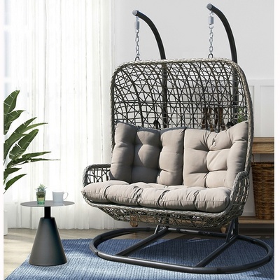 MEIJIA 2 seater egg outdoor hammock hanging shaped rattan wicker garden swing chair