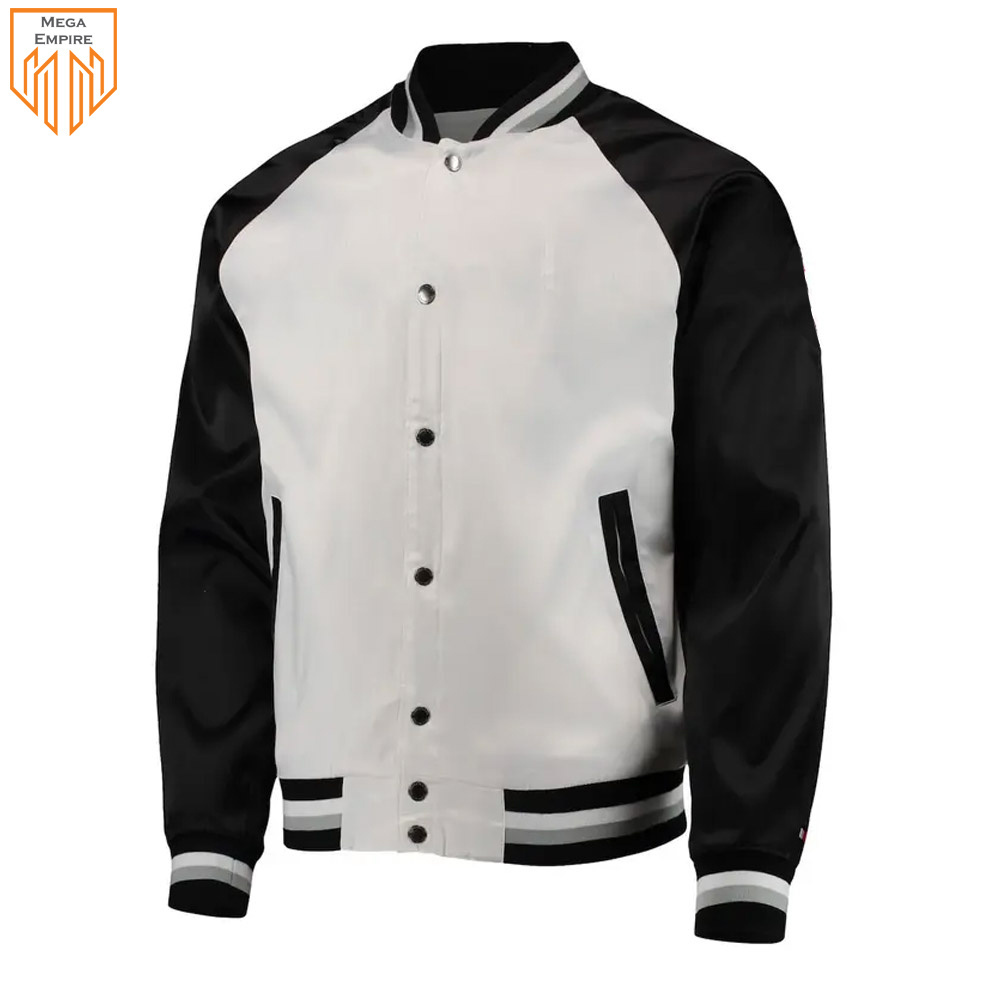 White And Black Color Polyester Fabric Men Varsity Jackets, Professional Top Sale Men Varsity Jackets BY MEGA EMPIRE