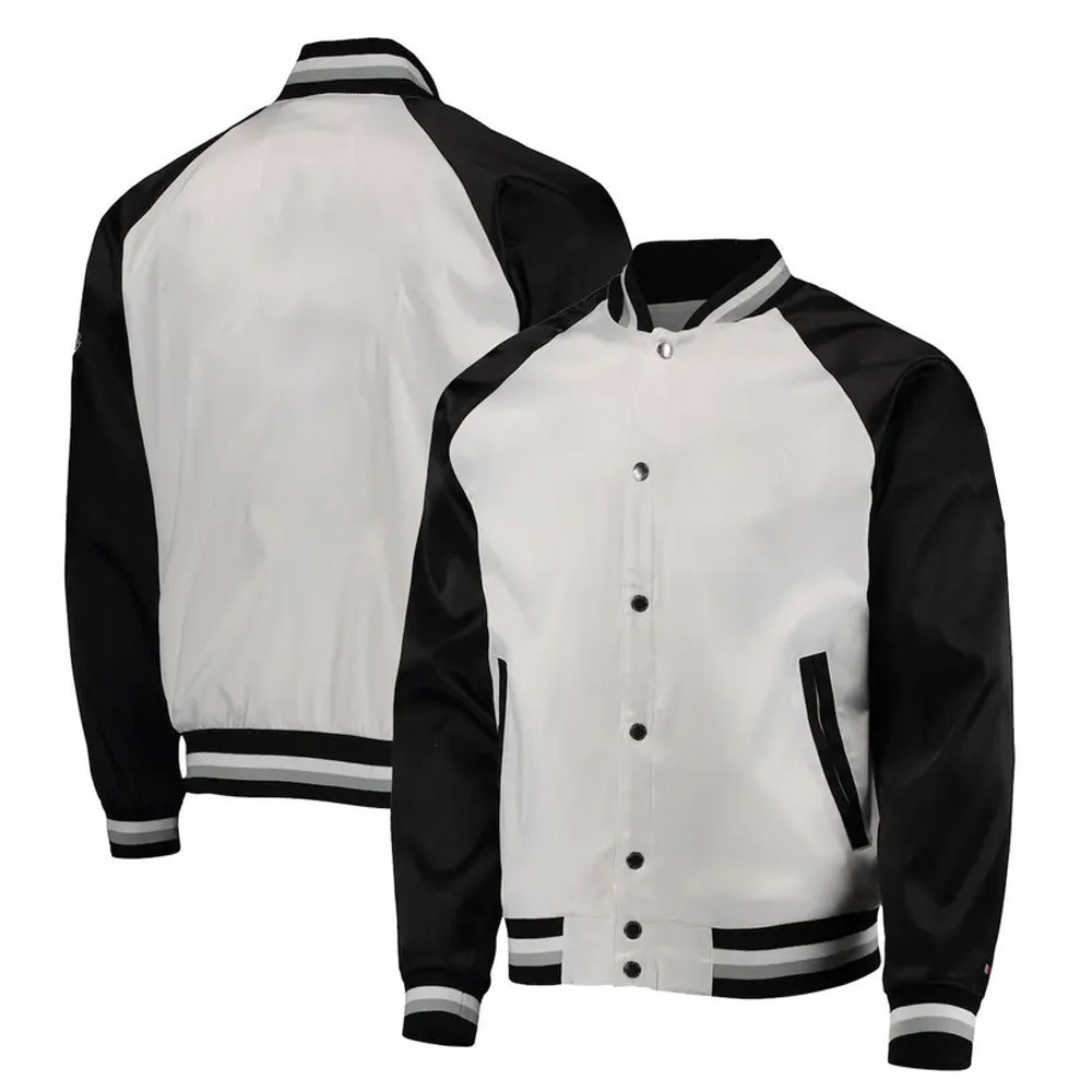 White And Black Color Polyester Fabric Men Varsity Jackets, Professional Top Sale Men Varsity Jackets BY MEGA EMPIRE