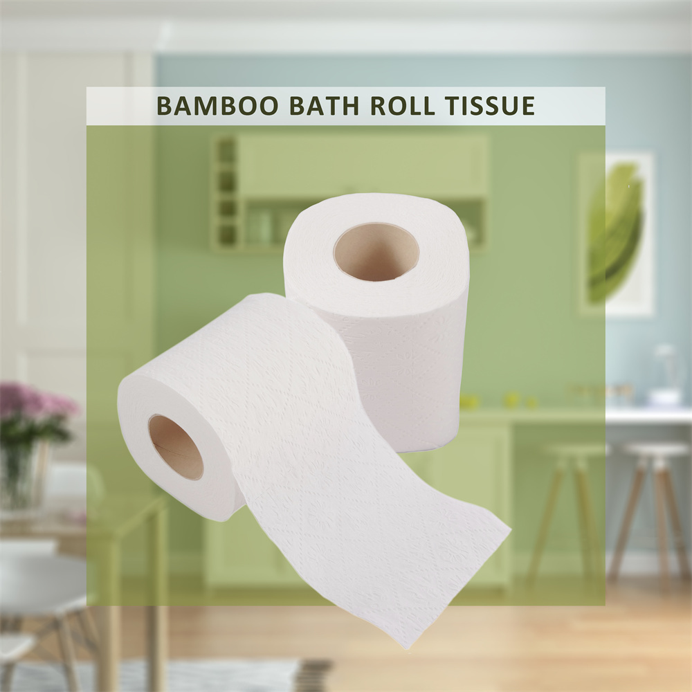 Available Stocks Tree free Bathroom tissue 2 ply bamboo toilet paper toilet tissue paper with customer design