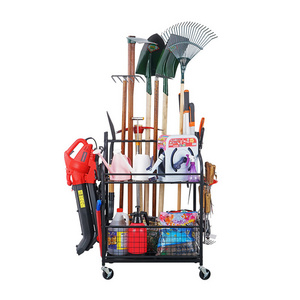 Garden Tool Organizer for Garage-Yard Tool Racks with Wheels, Garage Organizers and Storage Hold Garden Tools, Yard Tool Holder