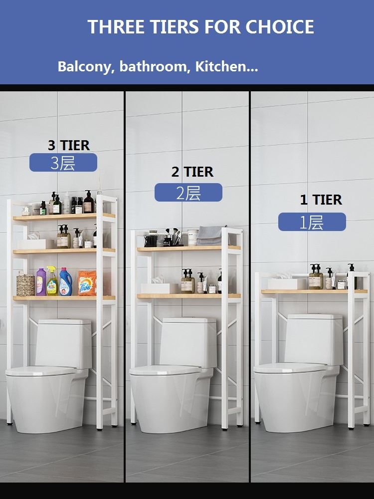 Toilet Storage Rack 3 -Tier Over-The-Toilet Bathroom Spacesaver Storage Stand Upper Shelf of Washing Machine