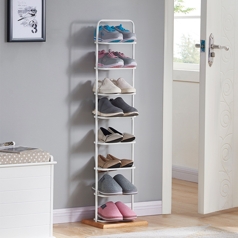 Vertical Narrow And Simple Iron Shoe Rack Multilayer Single Row Shoe Rack Behind The Door, Dormitory Entrance Shoe Storage Rack