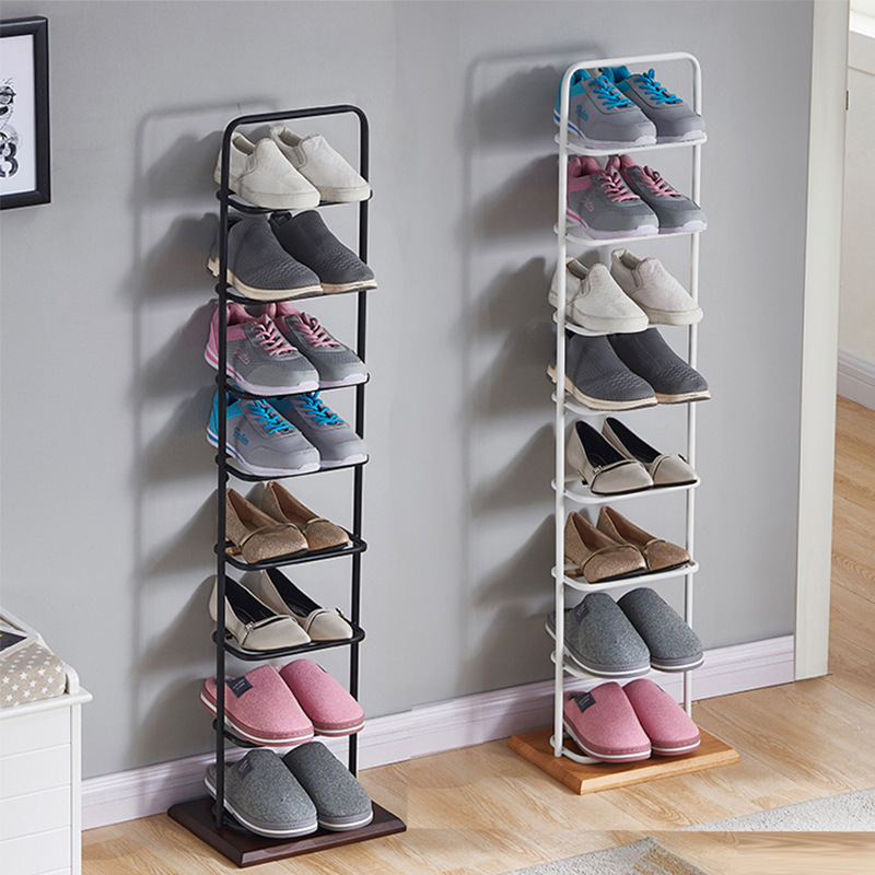 Vertical Narrow And Simple Iron Shoe Rack Multilayer Single Row Shoe Rack Behind The Door, Dormitory Entrance Shoe Storage Rack