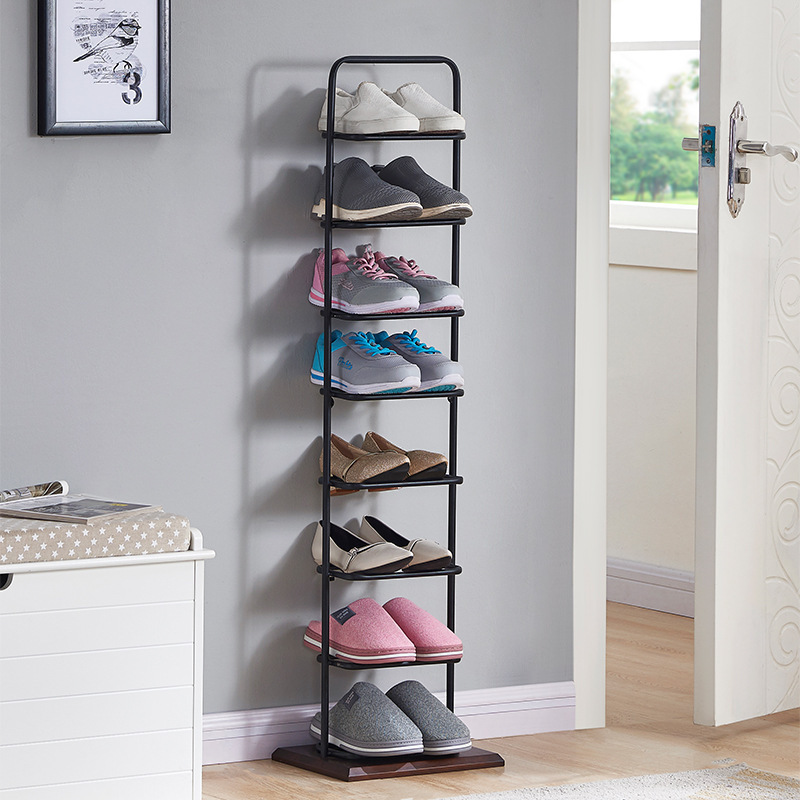 Vertical Narrow And Simple Iron Shoe Rack Multilayer Single Row Shoe Rack Behind The Door, Dormitory Entrance Shoe Storage Rack