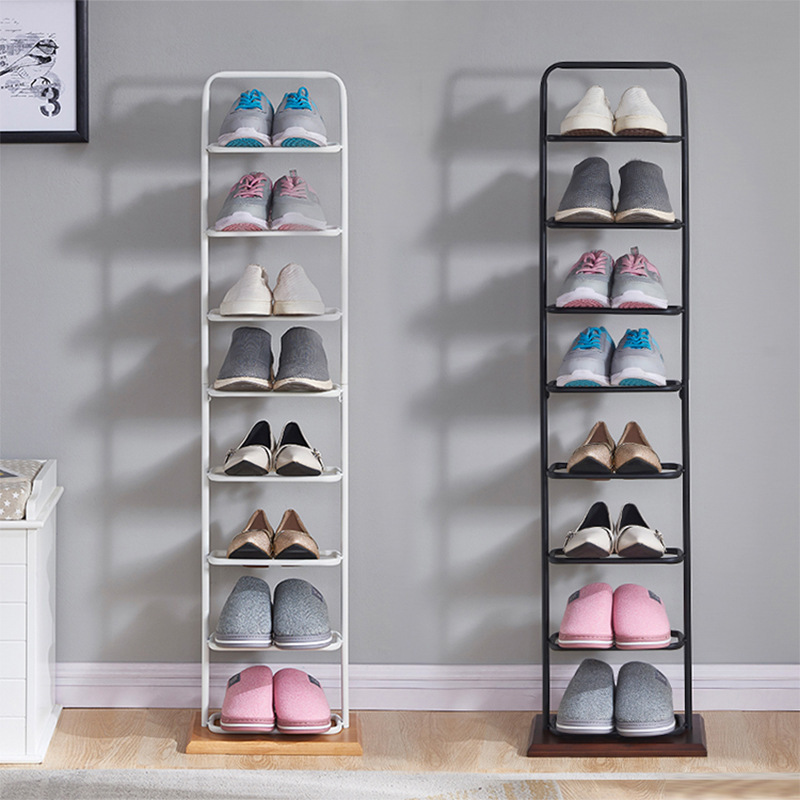 Vertical Narrow And Simple Iron Shoe Rack Multilayer Single Row Shoe Rack Behind The Door, Dormitory Entrance Shoe Storage Rack