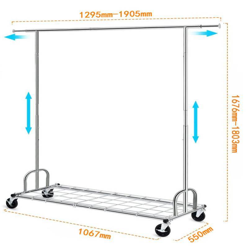 Coat Rack Hanger Shelf Garment Display Clothes Hanging Clothing Rack with Wheels Household Commercial Wholesale Carbon Steel