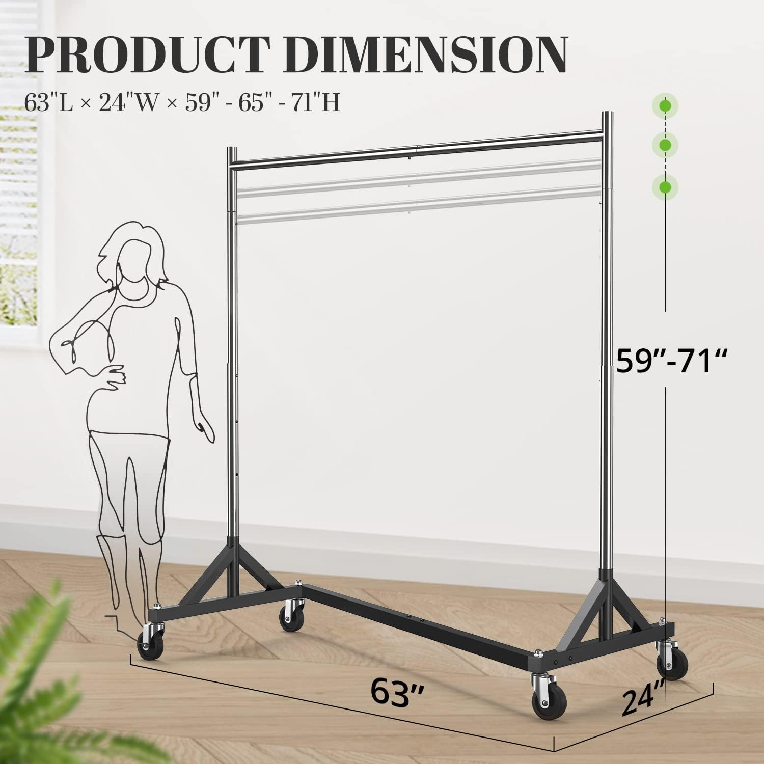 Industrial Grade Z-Base Garment Rack Heavy Duty Clothes Store Display Stand Clothing Hanging Rack Coat Rack