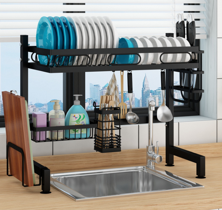 kitchen organizer drying rack Sink Drying Rack Black Bowl Storage Shelving kitchen rack