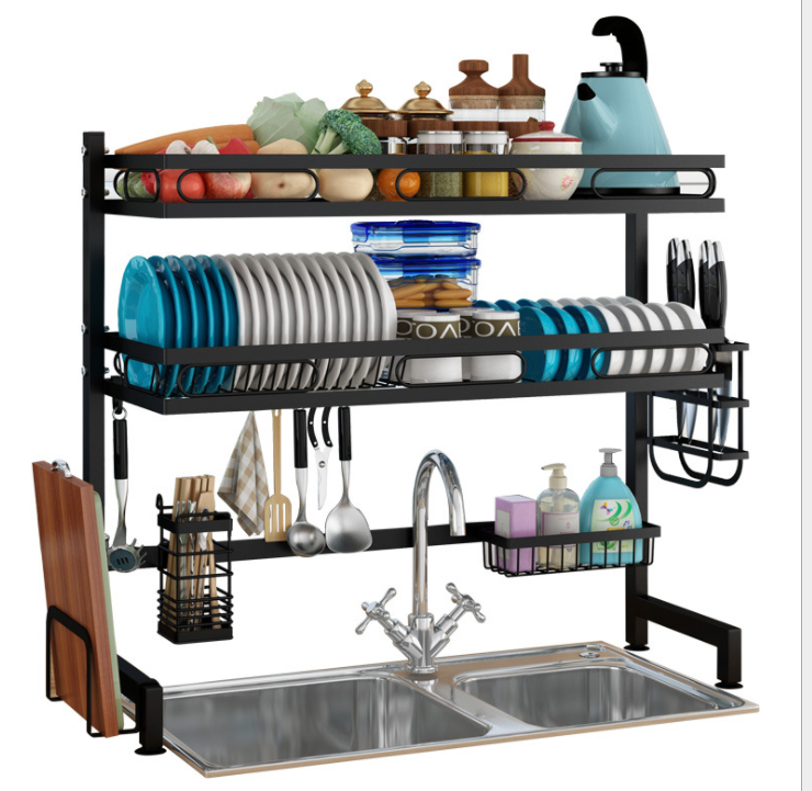 kitchen organizer drying rack Sink Drying Rack Black Bowl Storage Shelving kitchen rack