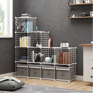 Metal Wire Cube Storage Cubes Shelves Cube Closet Organizer Stackable Storage Bins DIY Storage Grid