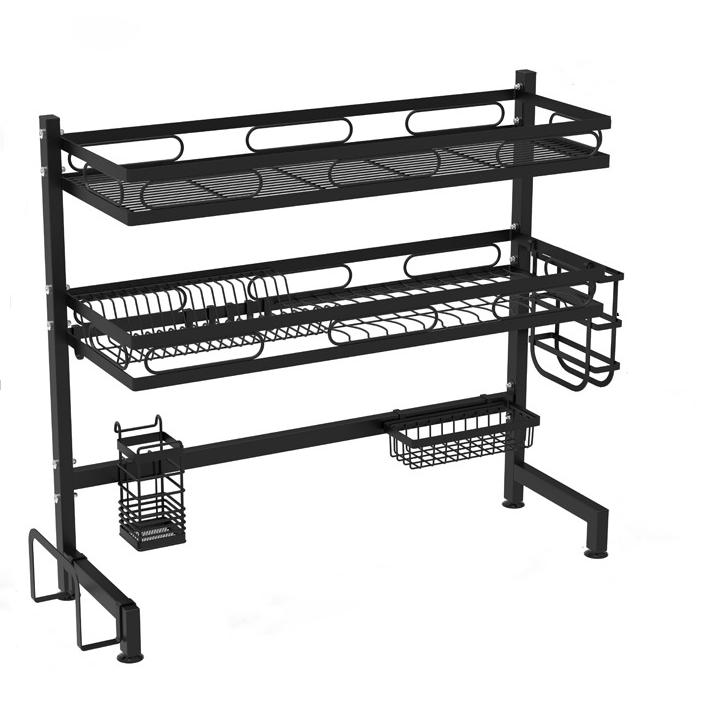 kitchen organizer drying rack Sink Drying Rack Black Bowl Storage Shelving kitchen rack