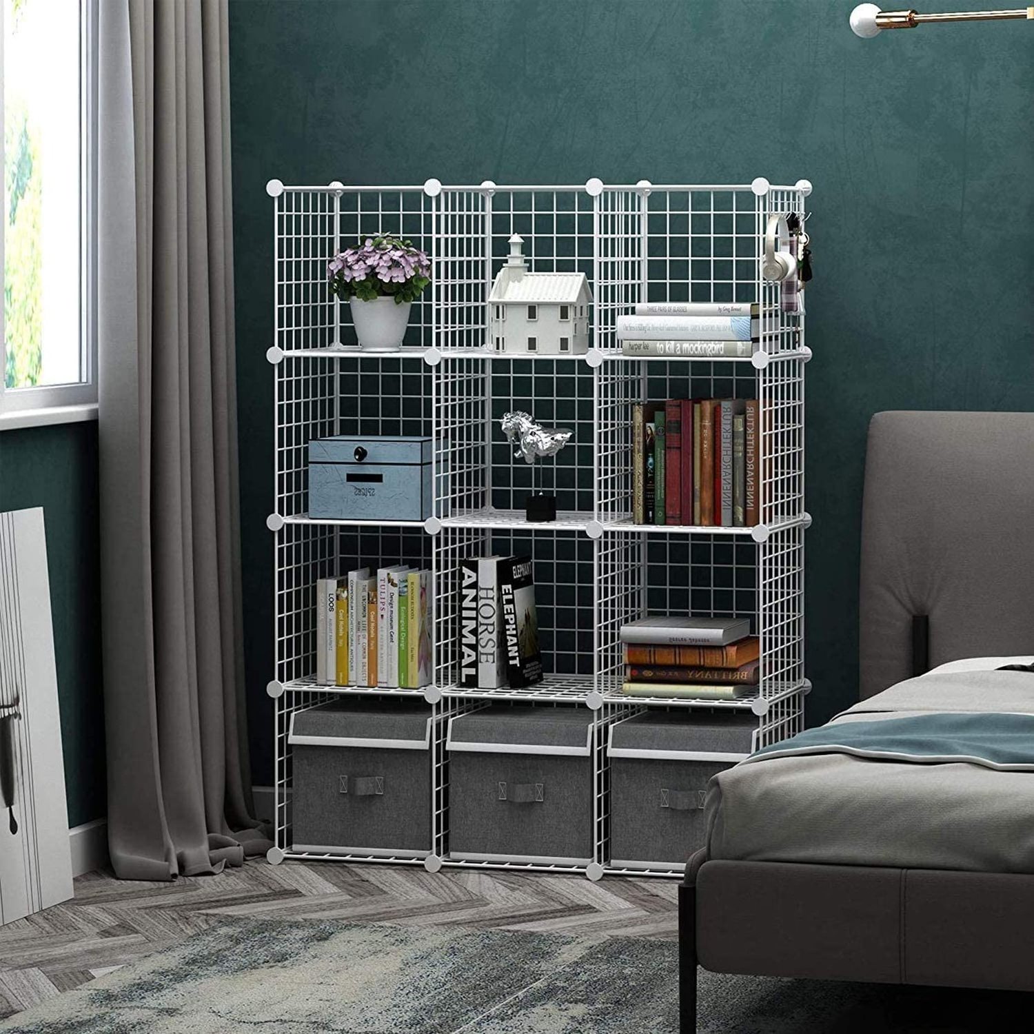 Metal Wire Cube Storage Cubes Shelves Cube Closet Organizer Stackable Storage Bins DIY Storage Grid