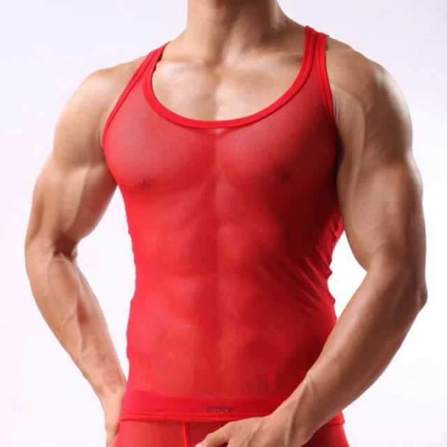 Wholesale High Quality Elastic Ribbed Vest for Men Summer U Neck Plain Tank Top Sleeveless