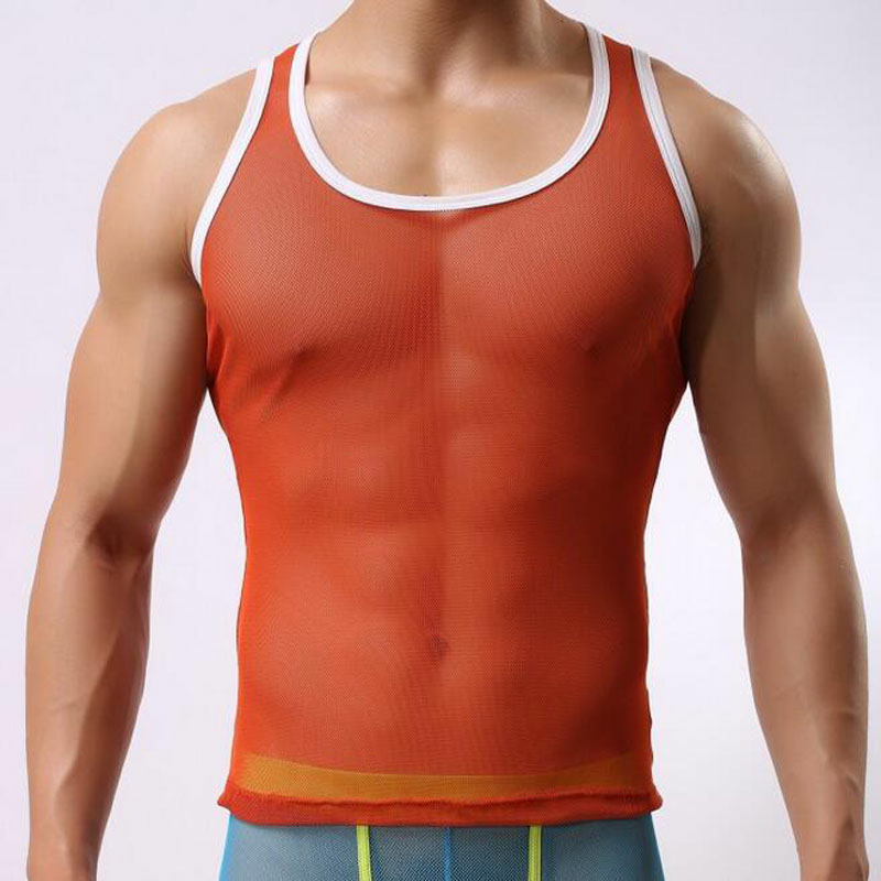 Wholesale High Quality Elastic Ribbed Vest for Men Summer U Neck Plain Tank Top Sleeveless