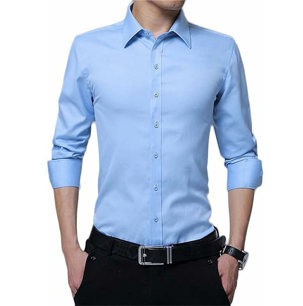 wholesale cotton made mens dress shirts Solid Color Long Sleeve Breathable Dress Shirt for Men 2024