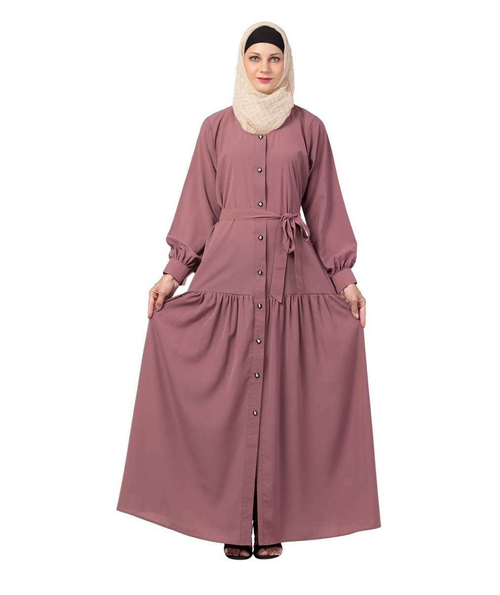 Wholesale 2022 Oversize Buttons Up Islamic Dress Ladies Abayas Casual Blank Comfort Chiffon Pink Color Womens kaftan Abaya