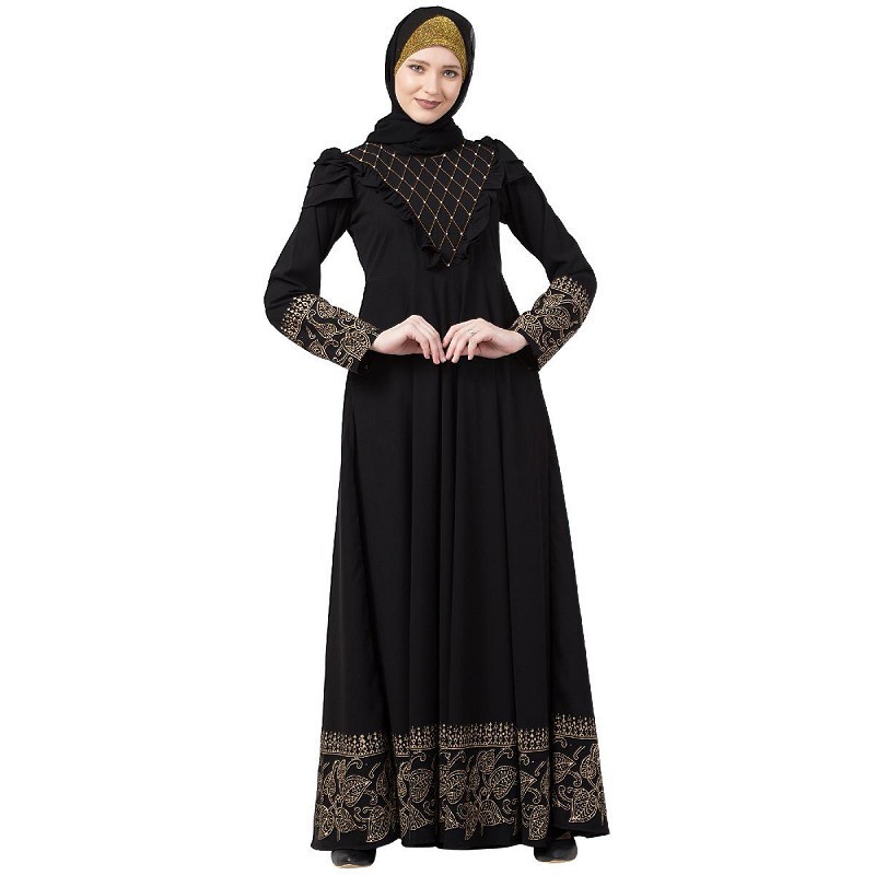 Two Toned Ladies Abaya Islamic Clothing Wholesale Abaya Muslim Dress Long Wear Burqa Design For Ladies