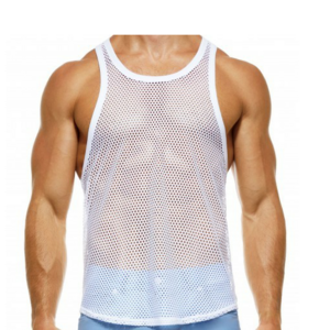 Wholesale High Quality Elastic Ribbed Vest for Men Summer U Neck Plain Tank Top Sleeveless