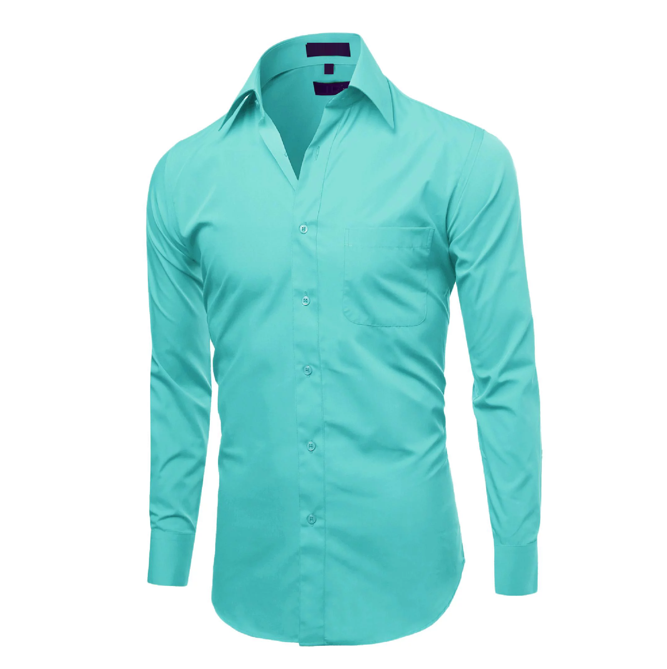 wholesale cotton made mens dress shirts Solid Color Long Sleeve Breathable Dress Shirt for Men 2024