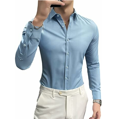 wholesale cotton made mens dress shirts Solid Color Long Sleeve Breathable Dress Shirt for Men 2024