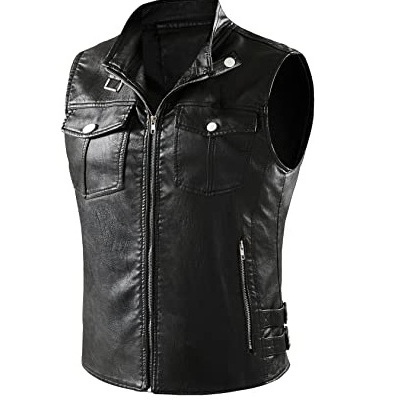 Wholesale 2023 Winter Vest Fashion Personality Solid Color Vest With Pocket Original Leather Vest